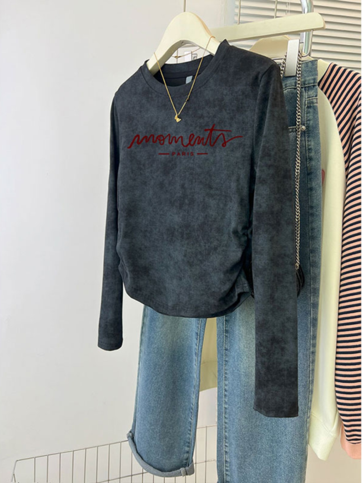 Plus Size Plus Size Ladies Long Sleeves T-Shirt Female Silm Short Bottoming Shirt 2025 New Arrival Tie-Dye Stylish Niche Top Autumn