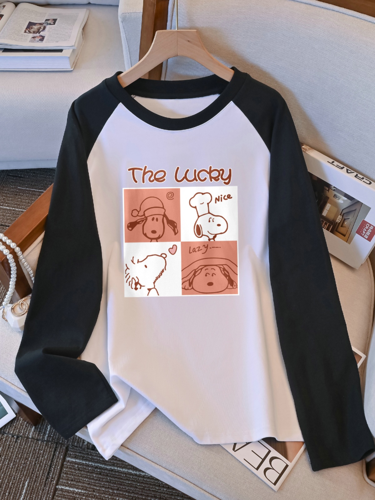 Long Sleeves T-Shirt Women's Plus Size Ladies Spring & Fall Design Blouse Inner Wear Plus Size Loose and Lazy Style Raglan Sleeve Bottoming Shirt Fashion