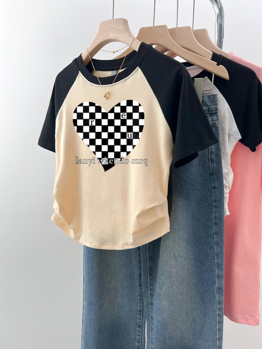 Summer Short Sleeve T-Shirt Women's 2025 New Arrival Raglan Stylish Slim Looking Plus Size Slightly Oversized Girls Silm Short Top Clothes