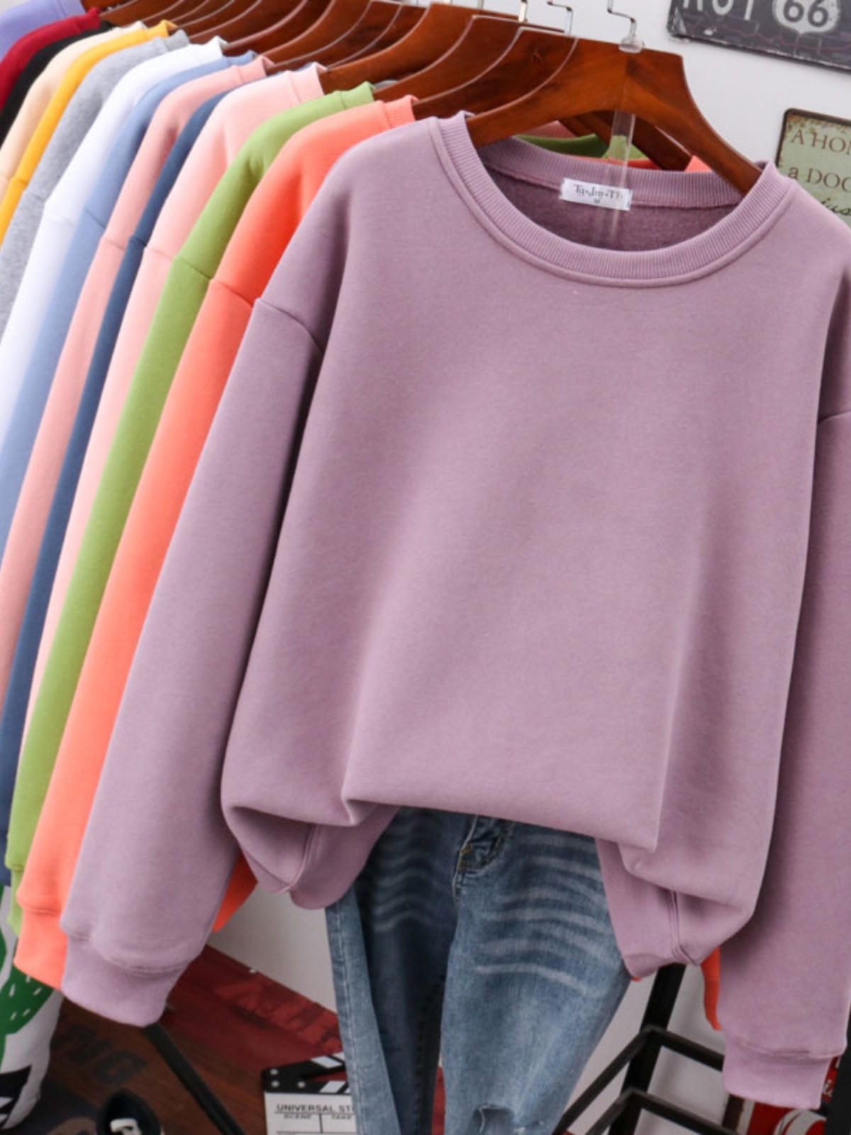 Fleece-Lined Women's Loose Korean-Style Solid Color Thin Sweater