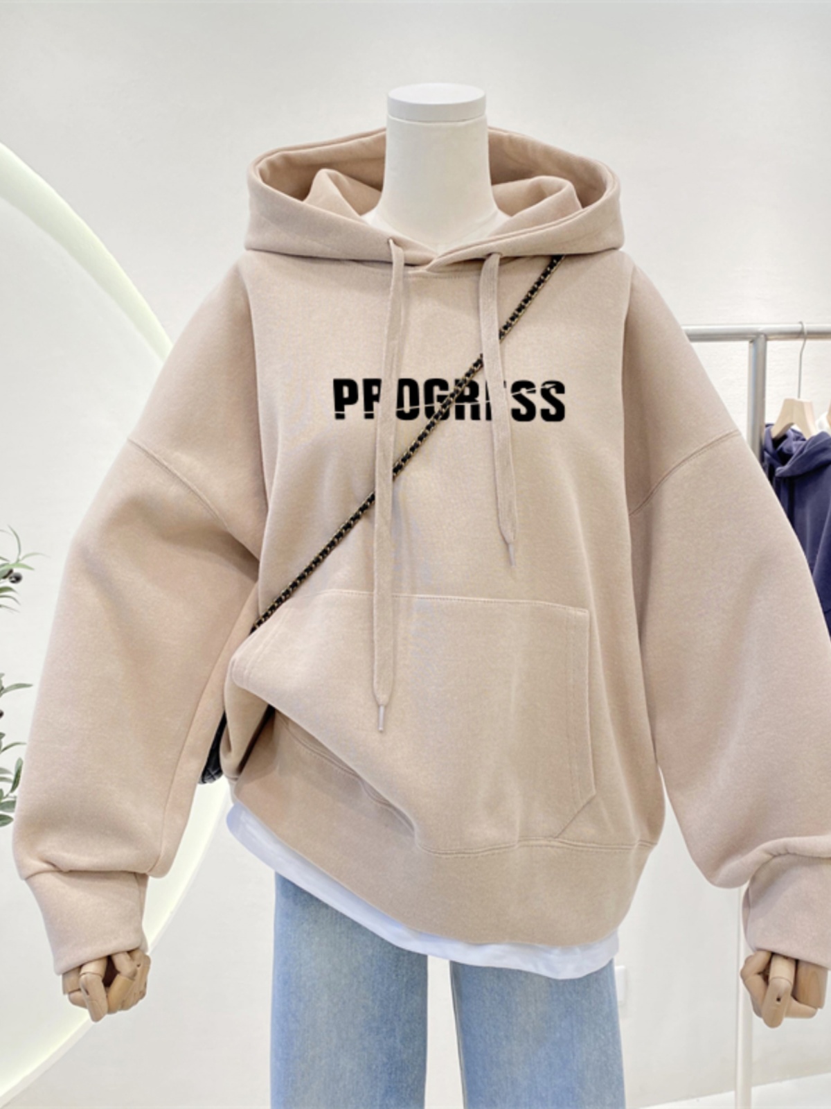 Plus Size Plus Size Ladies Loose Hooded Sweatshirt Female 2025 Fall and Winter New Arrival Best Selling Oversize American High Street Outwear Tide