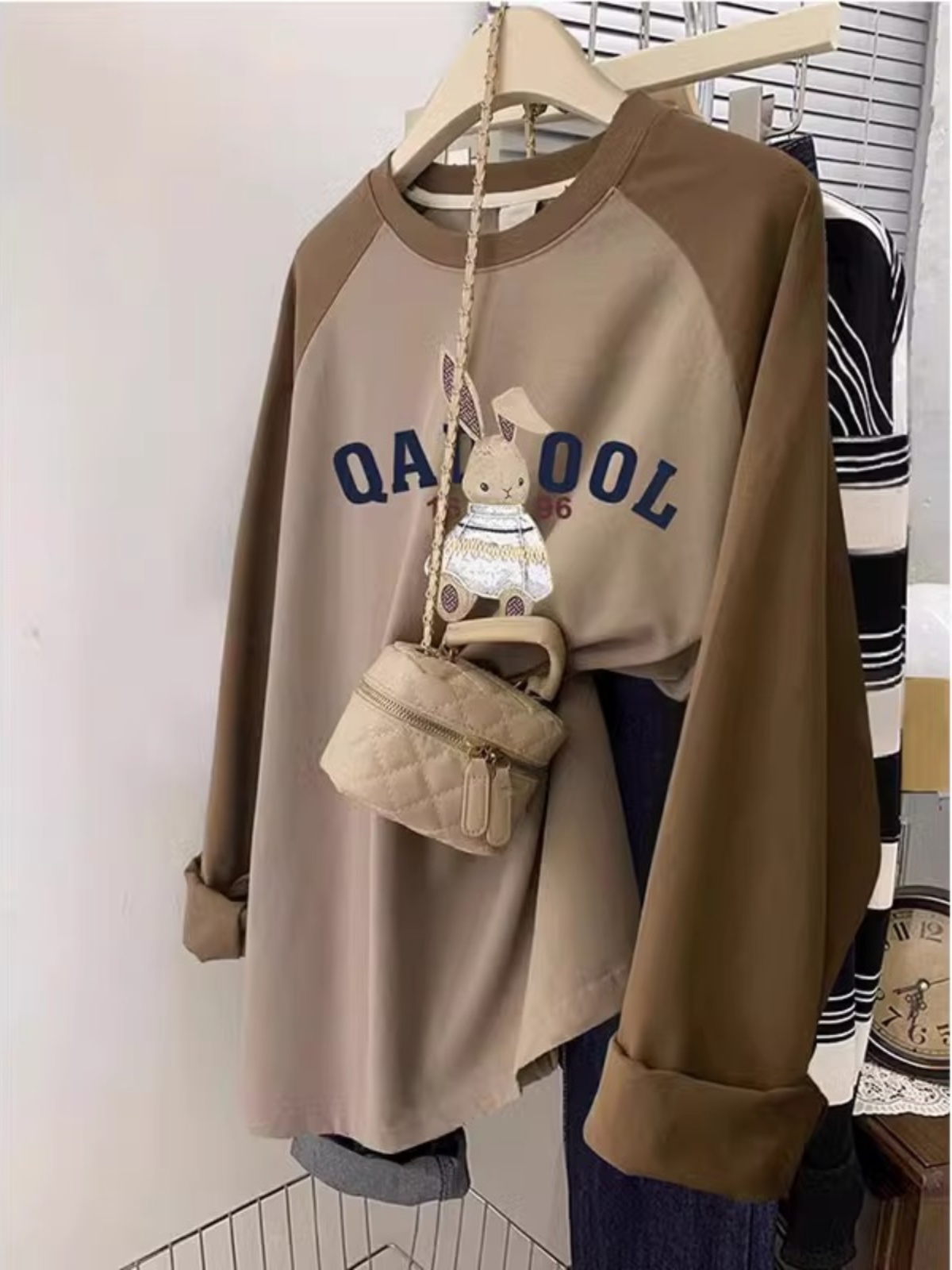 Oversized Loose-Fitting T-shirt Women's Long Sleeve Lazy Raglan Sleeve T-shirt Plus Size Ladies Slim Looking Bottoming Shirt Early Autumn New Top