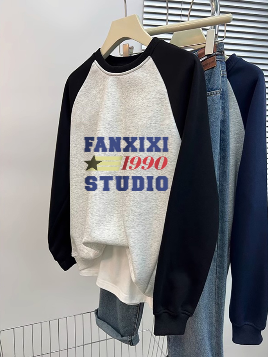 round Neck Sweatshirt Female Fall and Winter Fleece-lined 2025 New Lazy Wind Loose Plus Size Plus Size Ladies Slim Looking Belly Covering Jacket