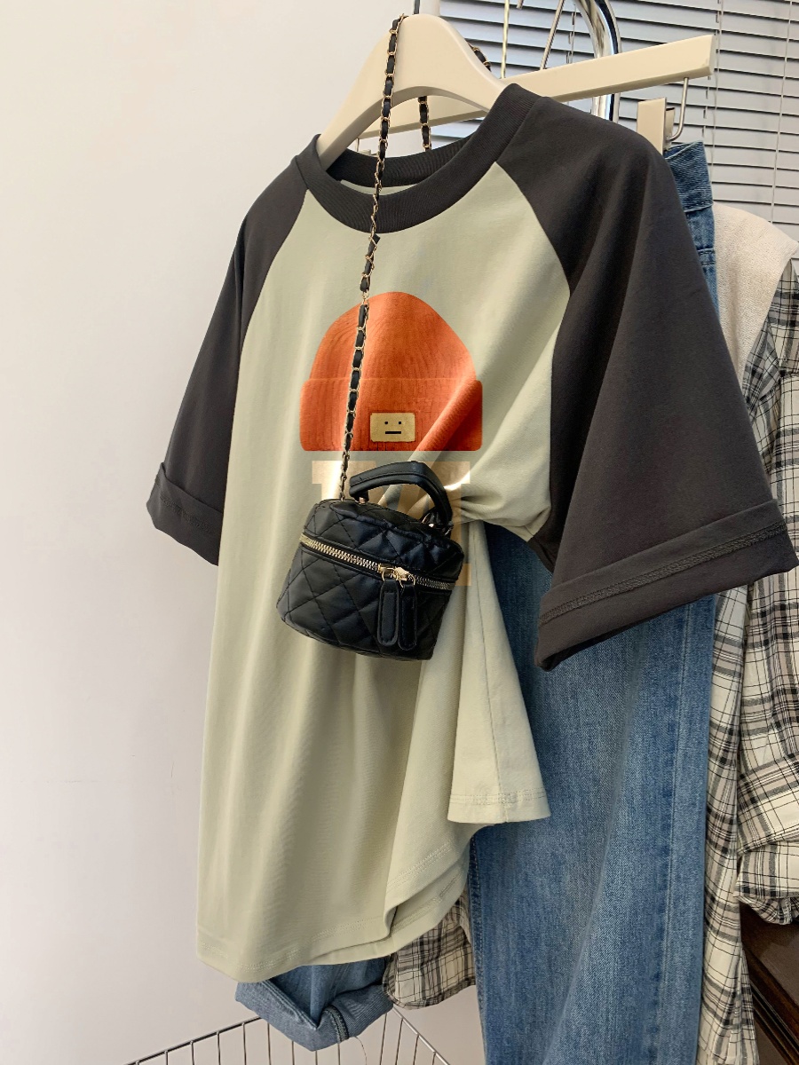 Pure Cotton Short Sleeve T-Shirt Women's Summer 2025 New Arrival Ins Tide Plus Size Loose Slim Looking Raglan Sleeve Tops Half Sleeve T-shirt