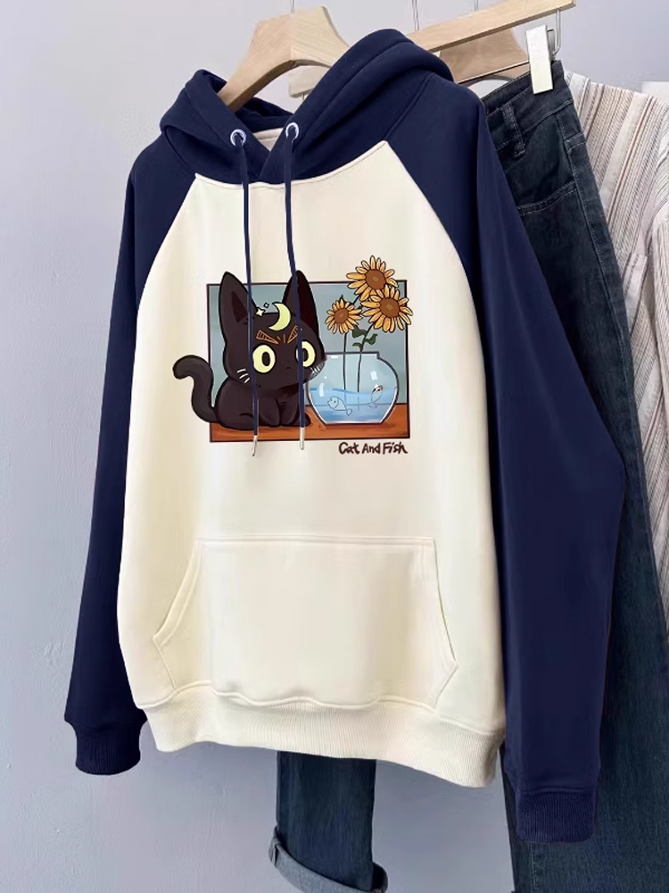 Plus Size Autumn/Winter Korean Style Oversized Hoodie with Fleece Lining