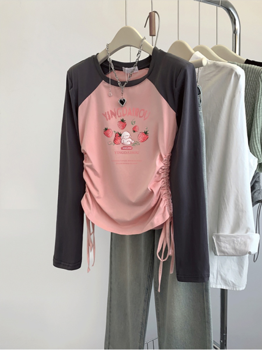 Plus Size Plus Size Ladies Spring and Autumn Long Sleeve T-shirt Women's Oversize New Arrival Slim Looking Bottoming Shirt Silm Short Lazy Top