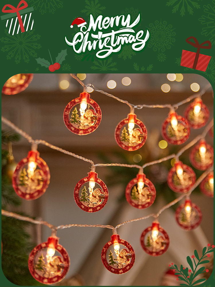 Christmas Decorations Santa Claus Lighting Chain Pendant Shop Show Window Scene Layout Shooting Props Dress up Theme