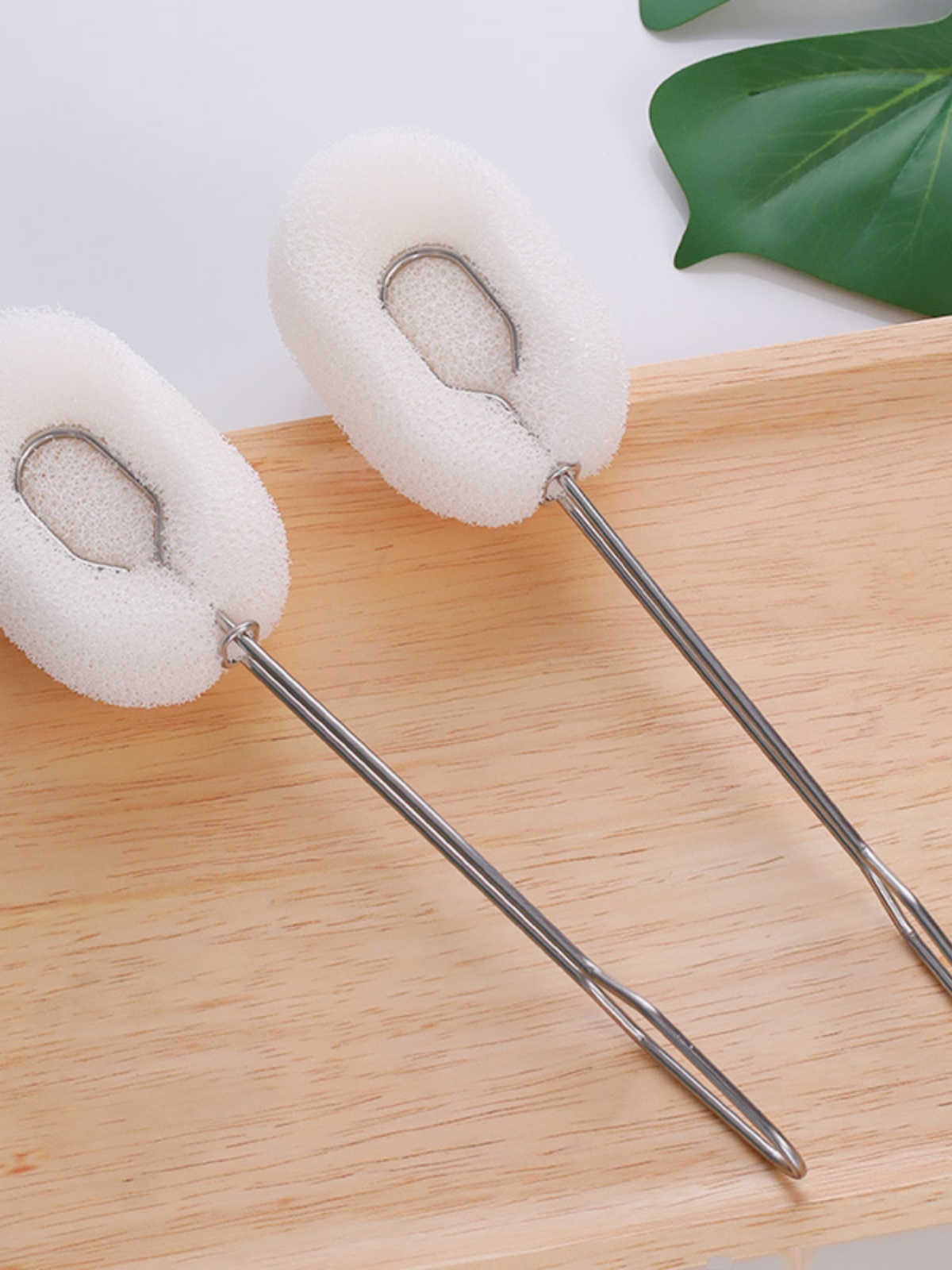 Long Handle Stainless Steel Cup Brush Imitation Loofah Sponge Brush Cleaning Appliance Cup Brush Decontamination Multifunctional Cleaning Baby Bottle Brush