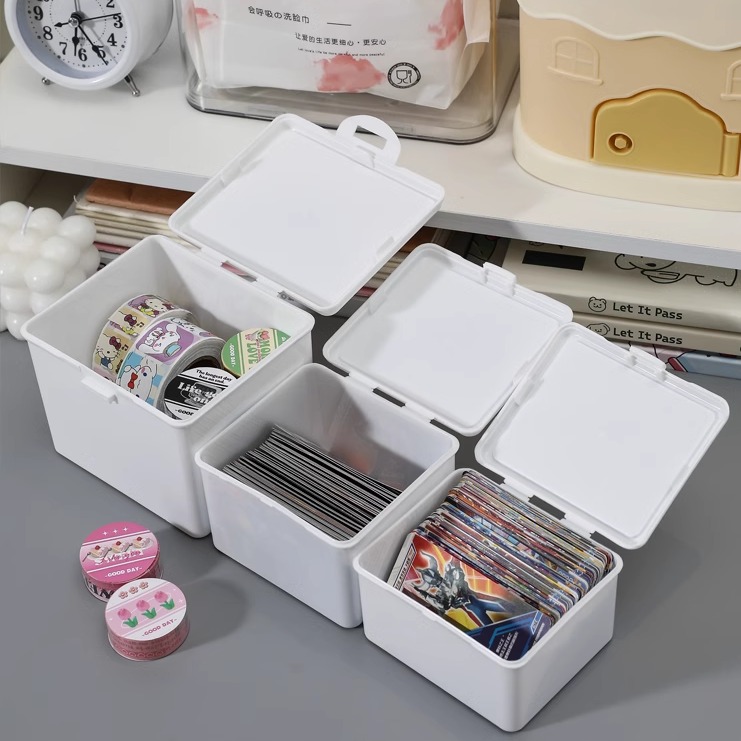 INS Non-Printed Style Pure White Flip Storage Box Card Journal Material Dustproof Storage Desktop Stationery Finishing Box
