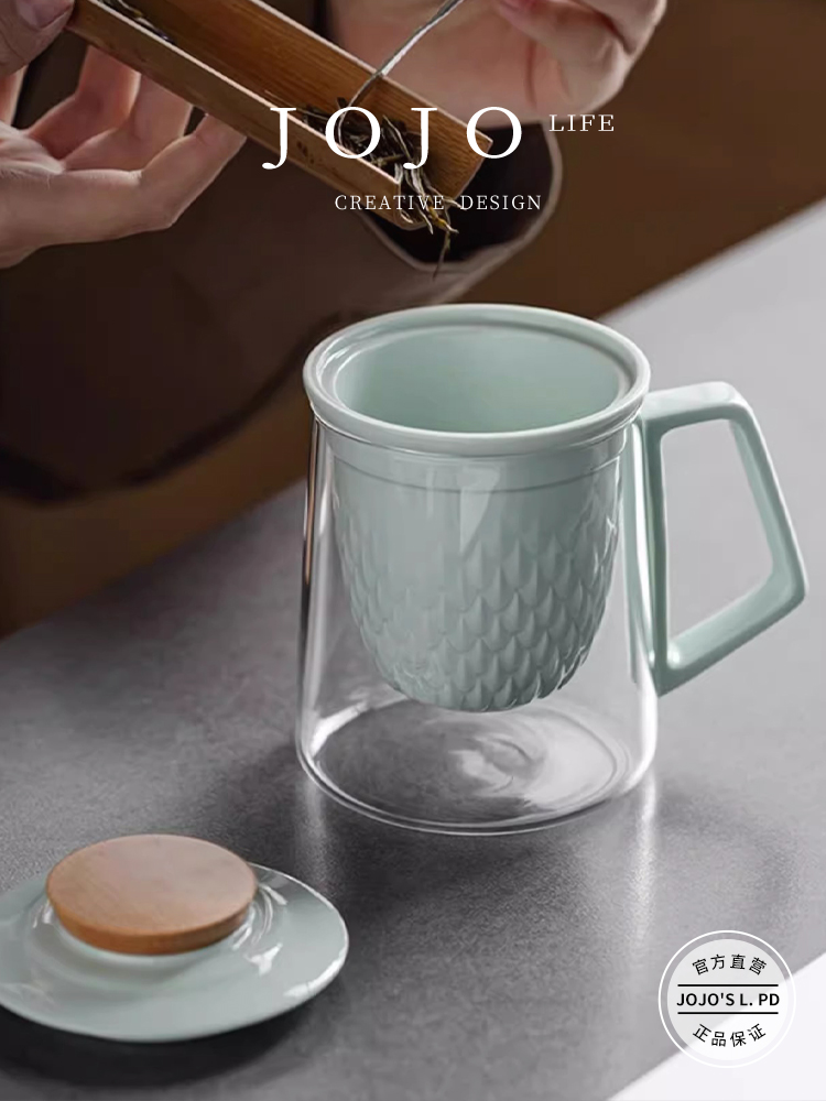 Jojo's L. Pd. Cash. Ceramic Heat-Resistant Glass Cup Minimalist Tea and Water Separation For Home | Cash Payment