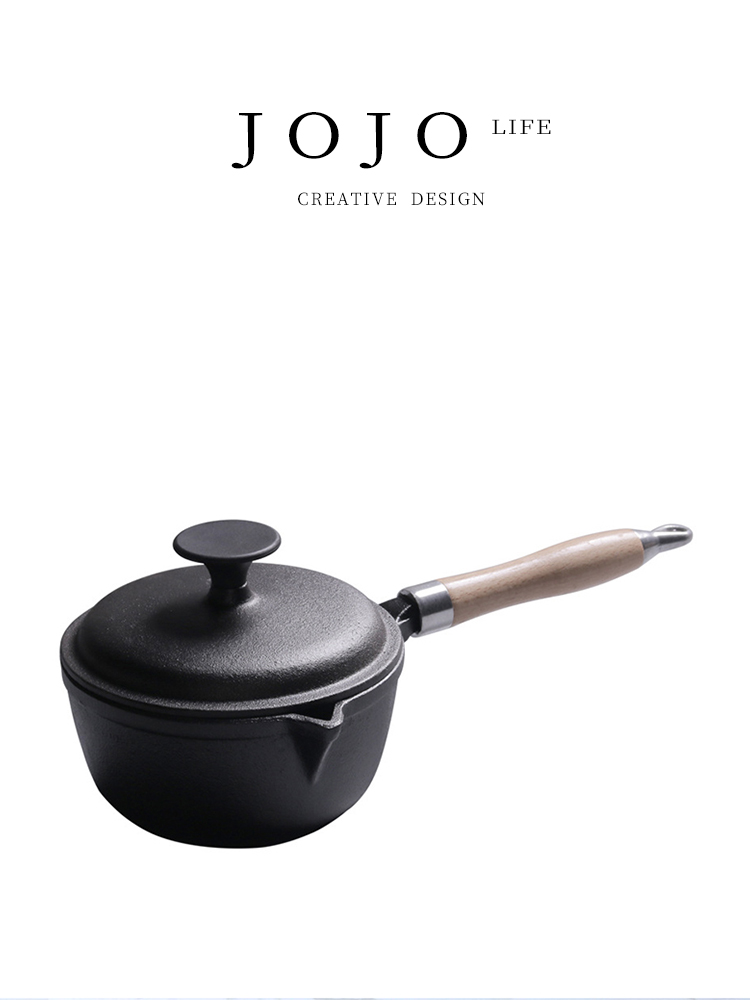 Jojo's L. PD Kitchen · Pot For Home Cast Iron Milk Pot Soup Pot Cooking Noodles Complementary Food Pot | Stove Door