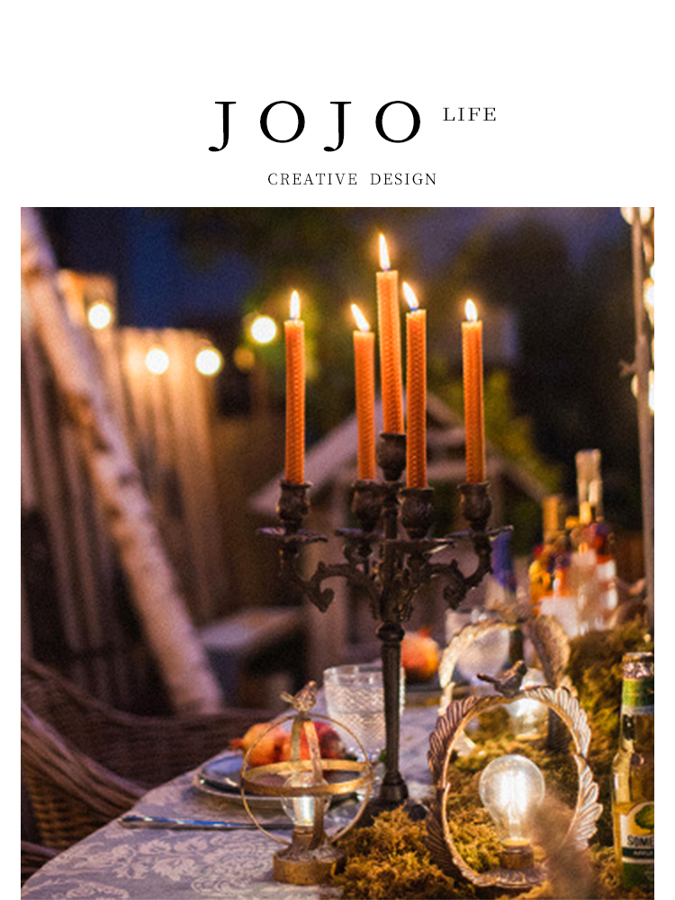 Jojo's L. Pd. Deep. Candlestick Country Cast Iron Candlestick Table Decoration Tanabata Candlelight Dinner