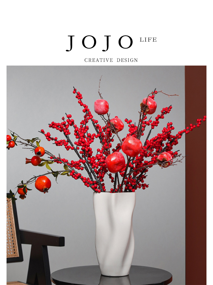 Jojo's L. Pd. BOS. Fruit Class Artificial Flower Hollyberry Home Living Room and Dining Table Decoration Bobos