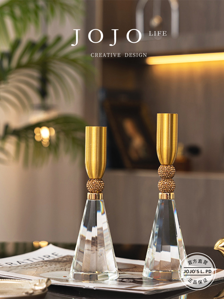 Jojo's L. Pd. Practice. Candlestick Decoration Home Accessible Luxury Living Room Crystal Candlestick Glass | Song Style