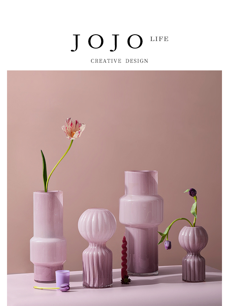Jojo's L. PD · Peach · Procelain Cement Asymmetrical Glass Vase Decoration Minimalist Home Peach Light