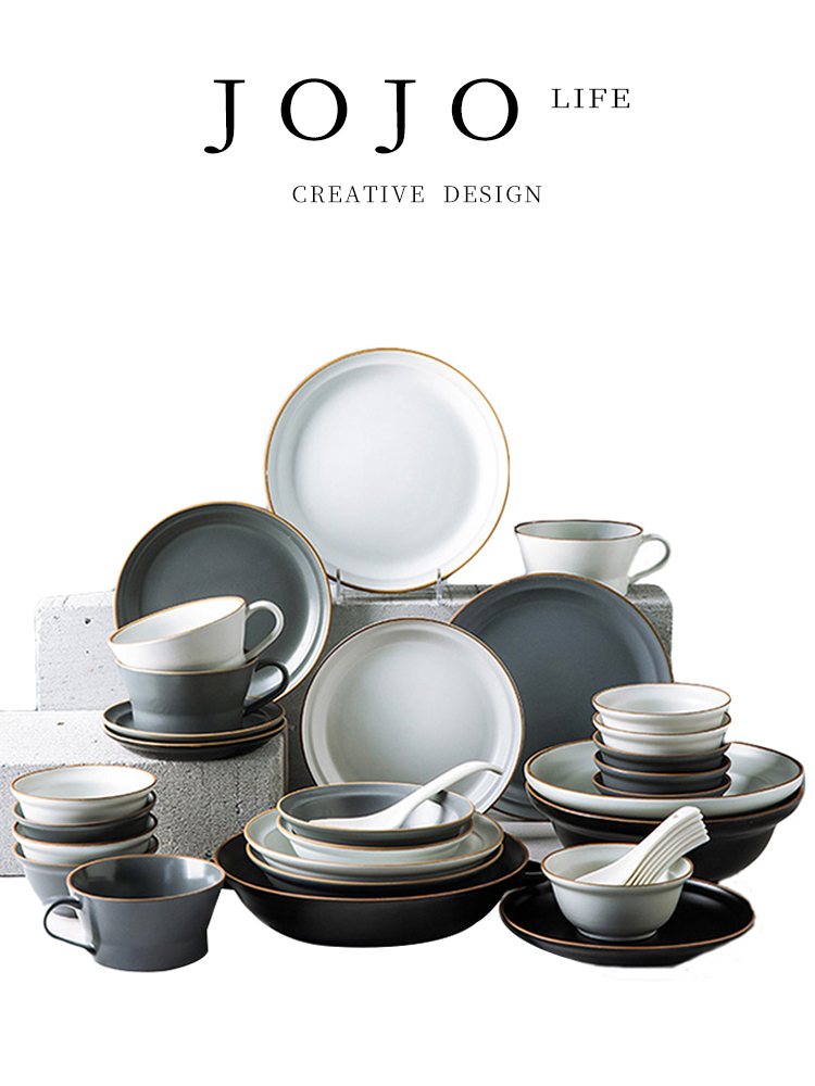 Jojo's L. Pd. Molan Tableware Suit Nordic Style Minimalist Fashion Bowl Dish Hard Fine Porcelain | Morandi