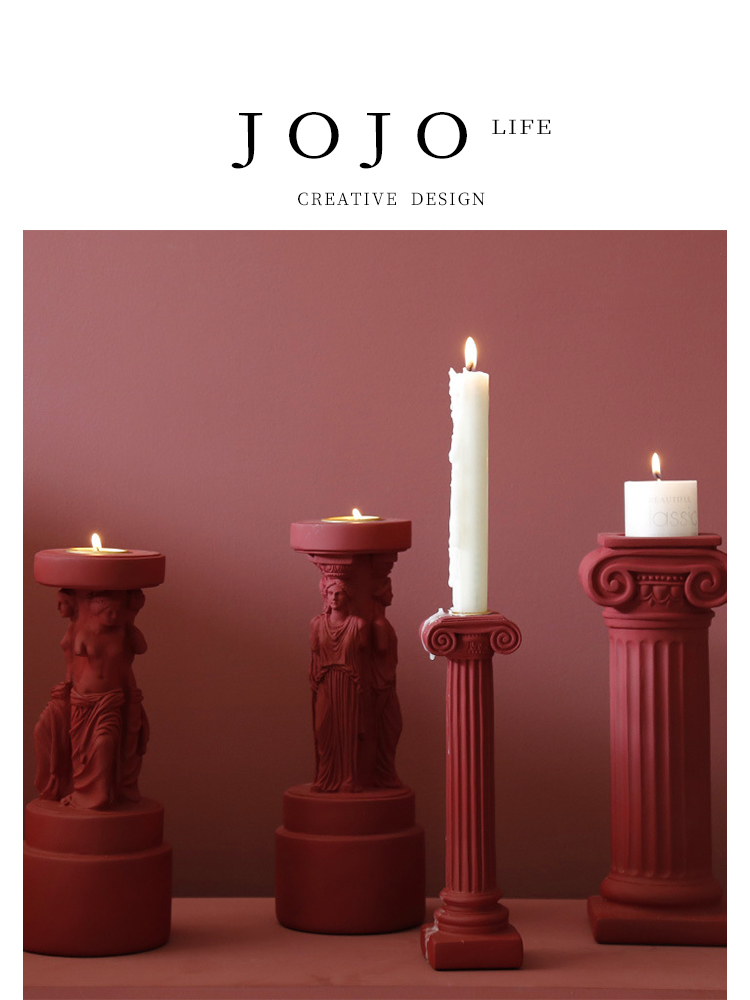 Jojo's L. Pd. Stone Candlestick Venus Statue of Liberty Roman Column Creative Soft Ornaments Stone Pillar