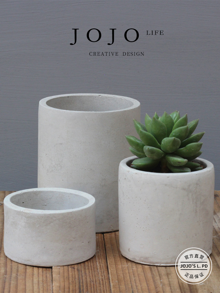 Jojo's L. Pd. Pray. Cylindrical Cement Flowerpot Cactus Succulent Flowerpot Placement | Pray