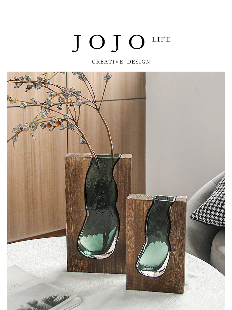 Vase Scandinavian Log Transparent Glass | Chemical Feather Ink