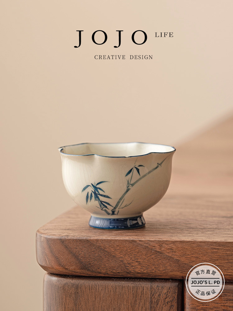 Jojo's L. Pd. Be. Grass and Wood Gray Panda Play Bamboo Tea Cup For Home Single Cup Kung Fu Tea Set | County Song