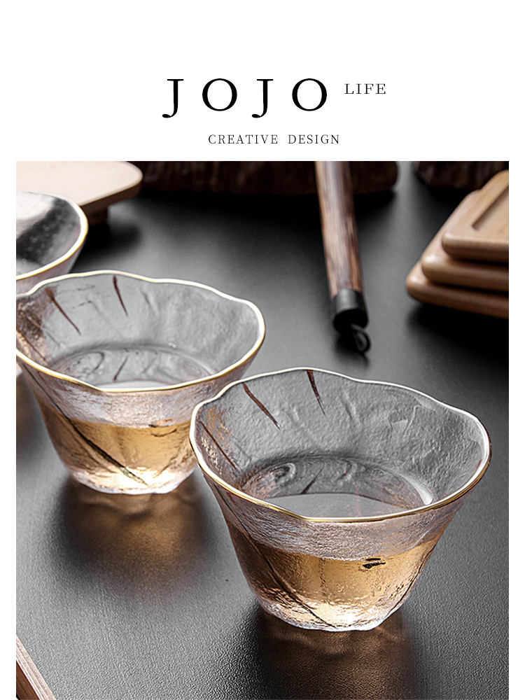 Jojo's L. Pd. Crystal. Cup Set Living Room Japanese Style Minimalist Gold Transparent Heat-Resistant Glass | Crystal