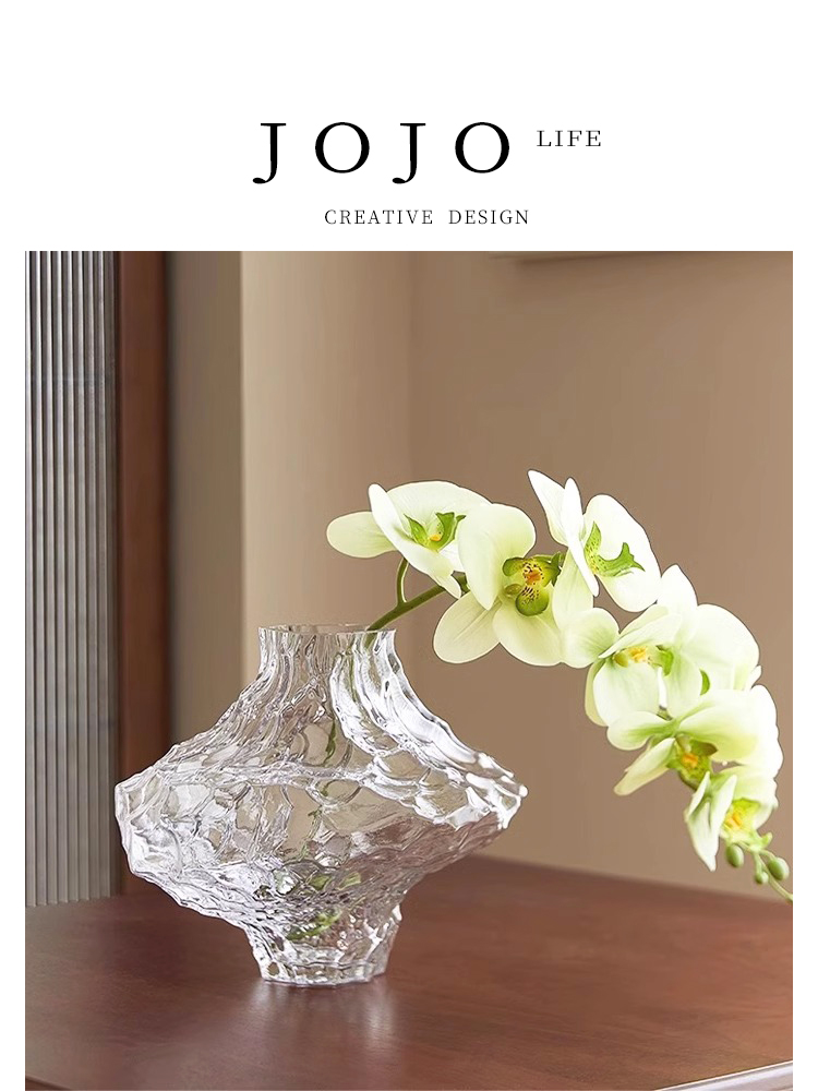 Jojo's L. PD · Roche · Vase Glass Transparent Living Room Flower Arrangement Vase Modern Minimalist | Rock