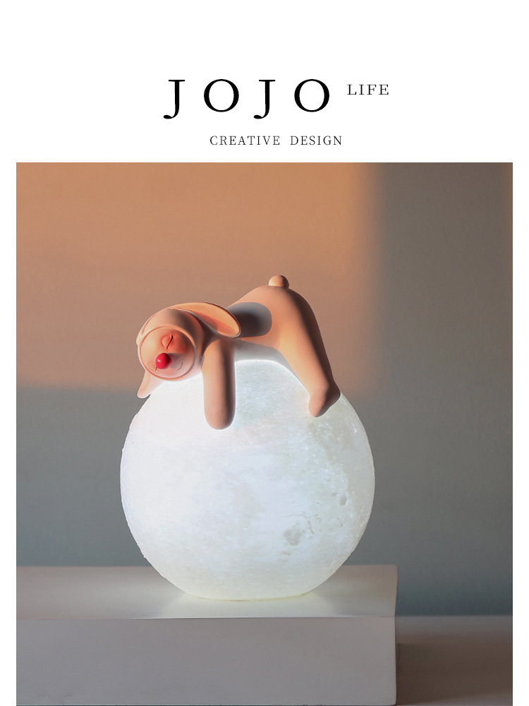 Creative Cute Rechargeable Small Night Lamp Resin Rabbit Ball Ornaments