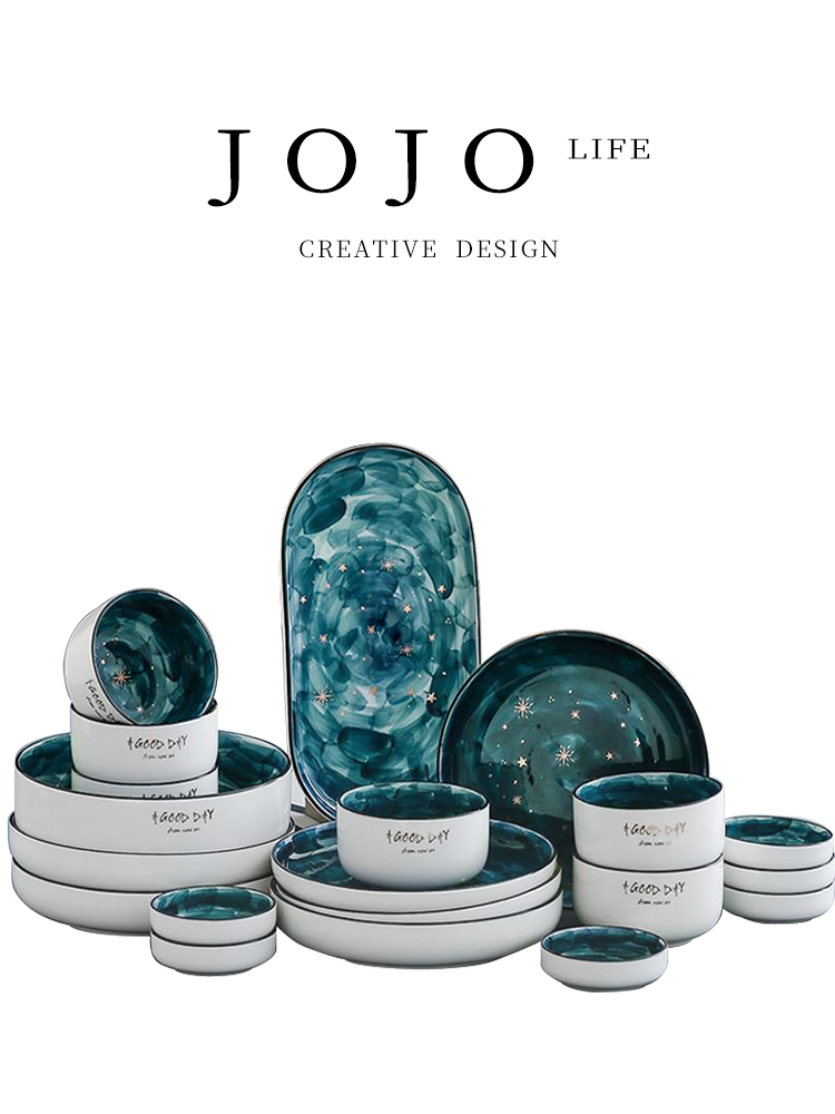 Jojo's L. Pd. Starrys Tableware Suit Nordic Style Underglaze Color Hard Porcelain Modern Handmade | Starry Sky