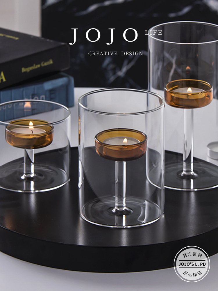 Jojo's L. Pd. State. Dining Table Candle Holder Candlelight Dinner Props Romantic Glass Candlestick | Bibang