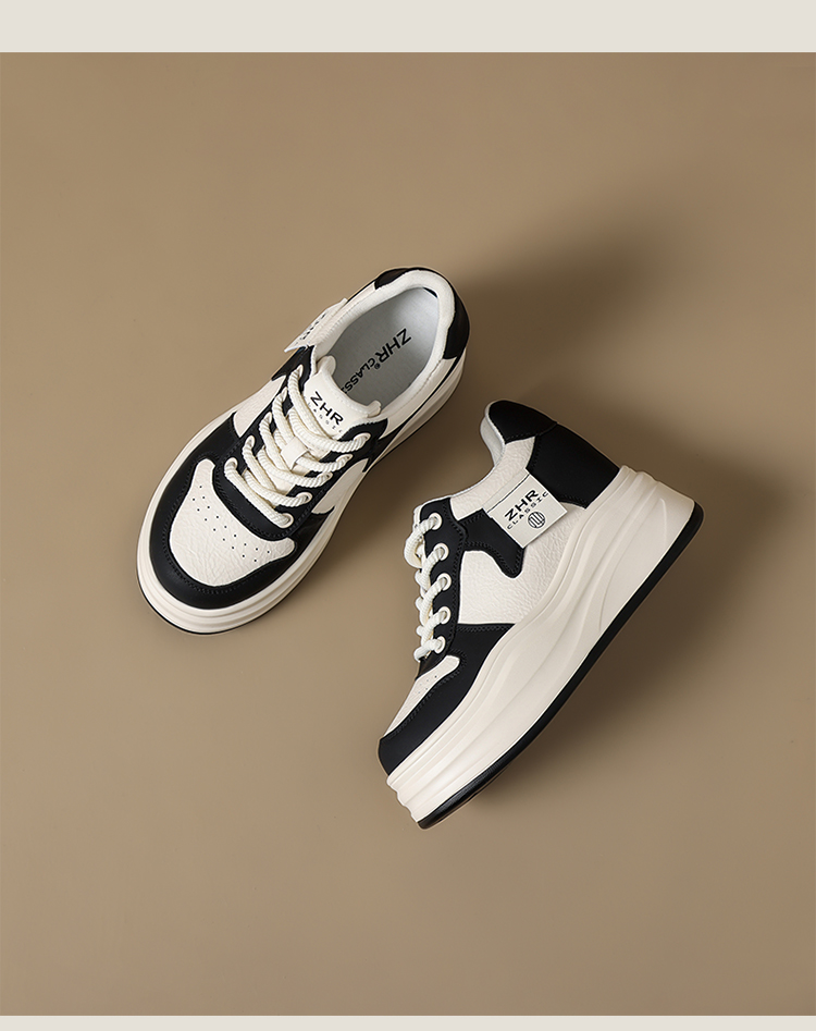ZHR White Sneakers Women's 2025 Spring New Arrival Platform Shoes Platform Casual Shoes Best-Selling White Shoes Hidden Heel Best Selling