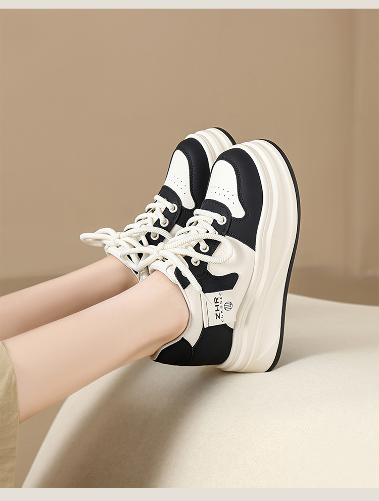 ZHR White Sneakers Women's 2025 Spring New Arrival Platform Shoes Platform Casual Shoes Best-Selling White Shoes Hidden Heel Best Selling