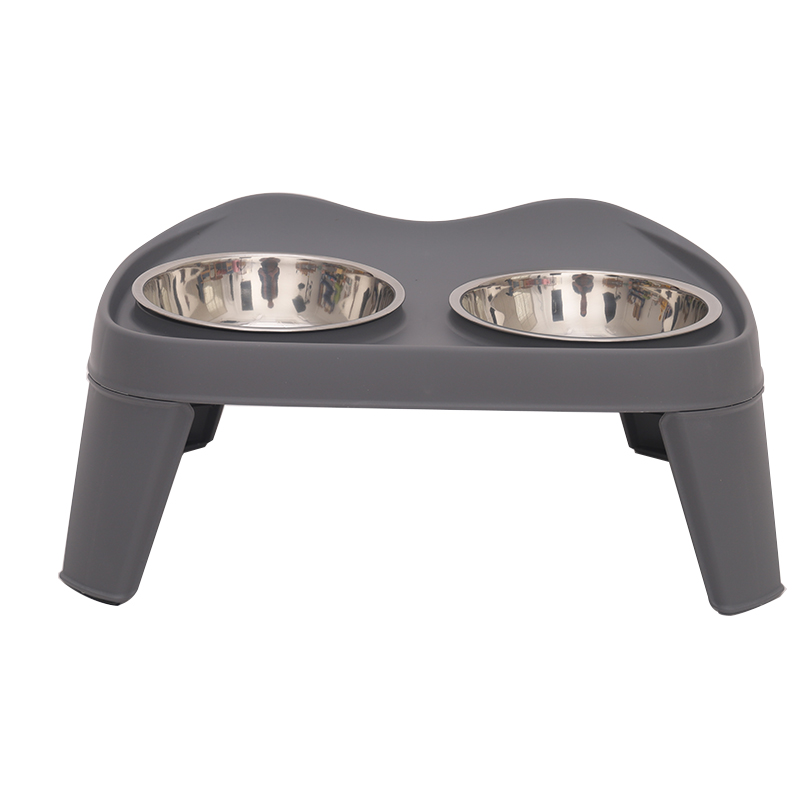 Hoopet Foldable Elevated Double Bowl Dog Neck Bowl Rack Stainless Steel Pet Bowl Eating Elevated Rack Anti-Tumble