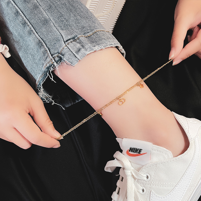 Sexy Letters XINGX Anklet 2021 New Arrival Tide 18K Dickinson Series Internet Celebrity Ankle Chain K-style Easiest for Match No Fading