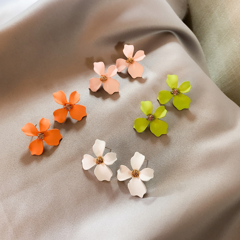Large Flower Painted Internet Hot Korean Style Ins Style Ear Studs