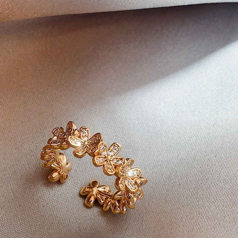 Fancy Ring Female Fashion Stylish Flower Style Index Finger Ring Special-Interest Design Accessible Luxury Ins Style Ornament Accessories