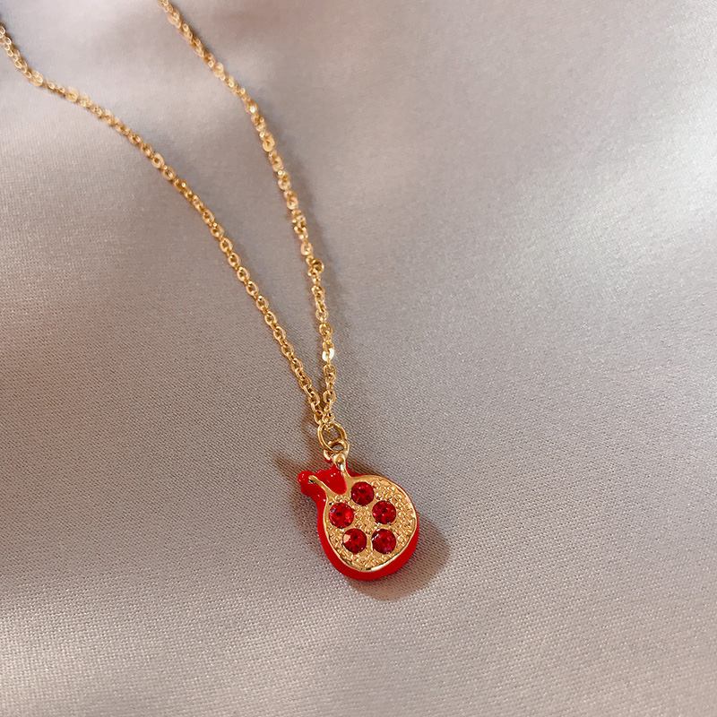 Unique Women's Garnet Pendant Double-Sided Cute Necklace