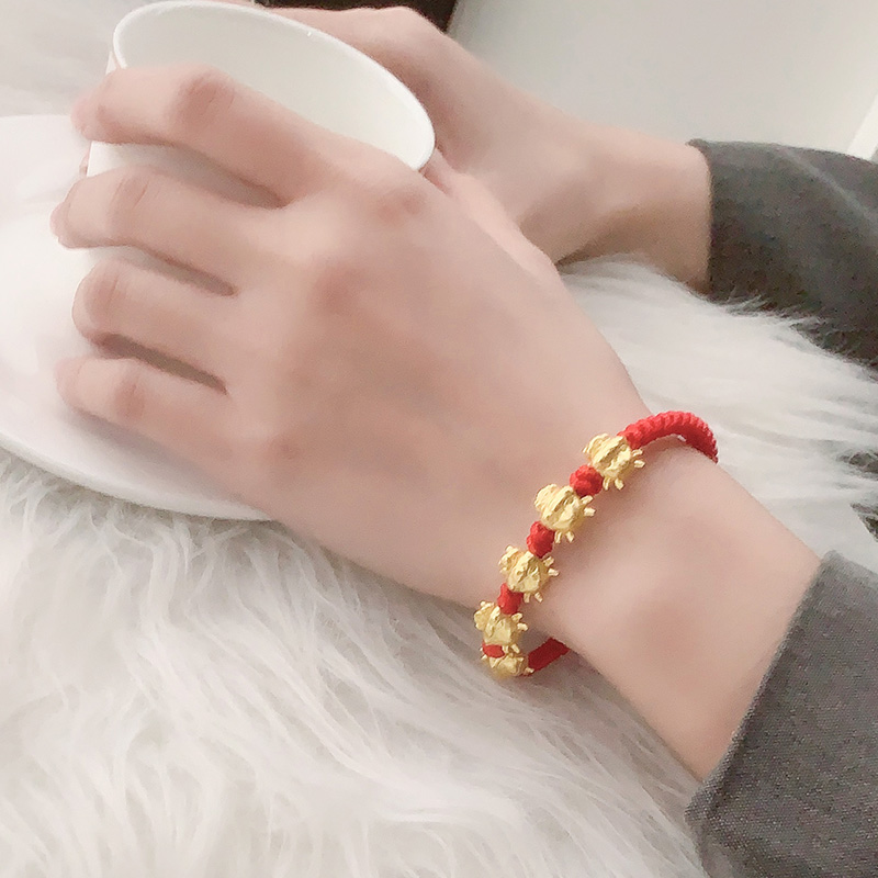 5-Head Cow Carrying Strap Women's New Year 2021 This Animal Year Red Rope Bracelet Ethnic Style Cow Ornament National Style Bracelet
