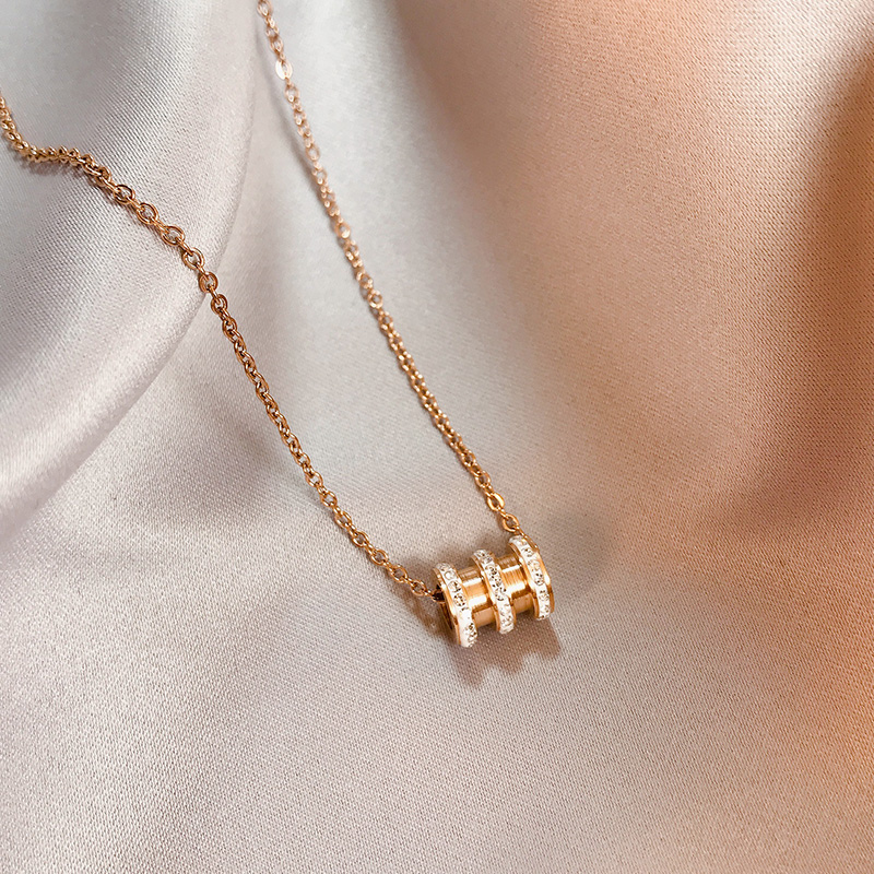 Accessible Luxury Small Waist Necklace Female 18K Rose Gold Jeweled Pendant Temperamental Minority Clavicle Chain Tide Titanium Steel No Fading