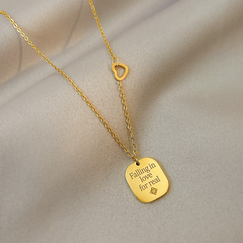 INS Accessible Luxury Trendy Titanium Steel Female Accessories Tag Necklace