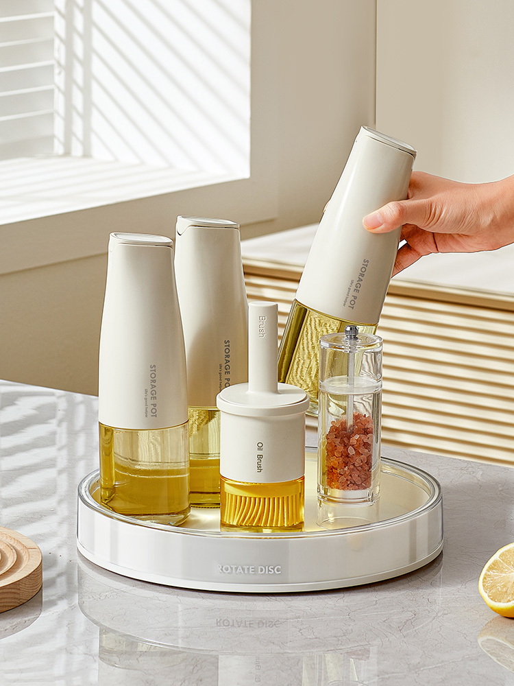 Rotate Spice Rack Kitchen Countertop Multi-Functional Oil, Salt, Sauce and Vinegar Seasoning Utensils Storage Collection Storage Box