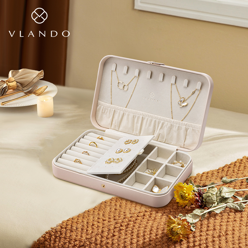 Vlando Weilanduo 2025 New Arrival Jewelry Box Large Capacity Necklace Earrings Jewelry Storage Box Gift Exquisite