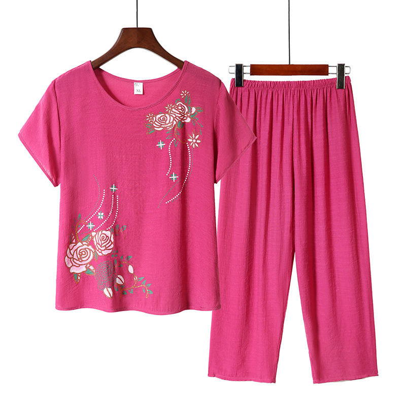 Cotton Linen Summer Pajamas for Moms & Elders