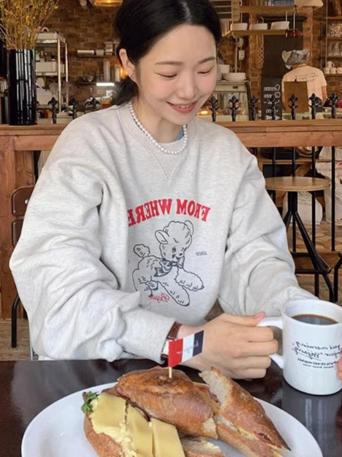 Spring & Fall Loose Simple Comfortable Cartoon Pattern Younger Pullover Outwear Female Korean Style Preppy Style Coat Top Fashion