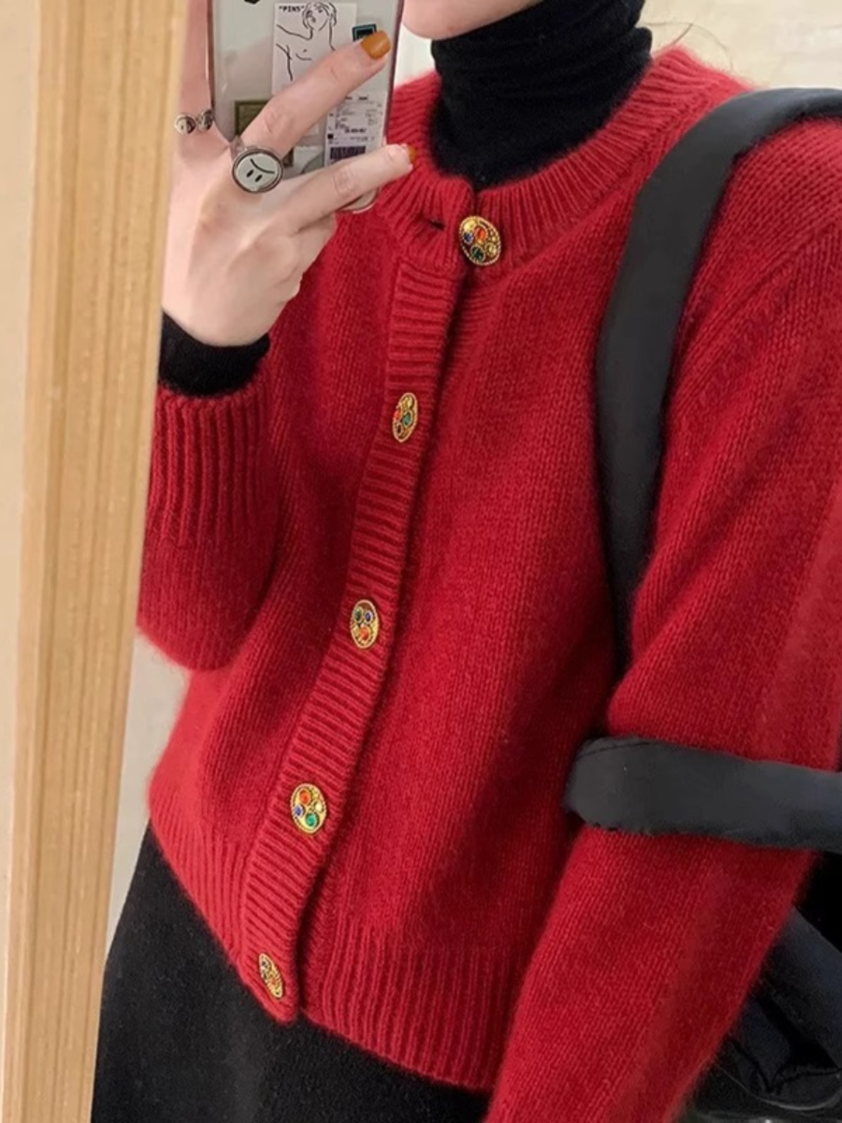 Red Raccoon Velvet Sweater Cardigan Women Spring & Fall 2025 New Arrival Gentle and Comfortable Loose Knitwear Inner Wear Blouse