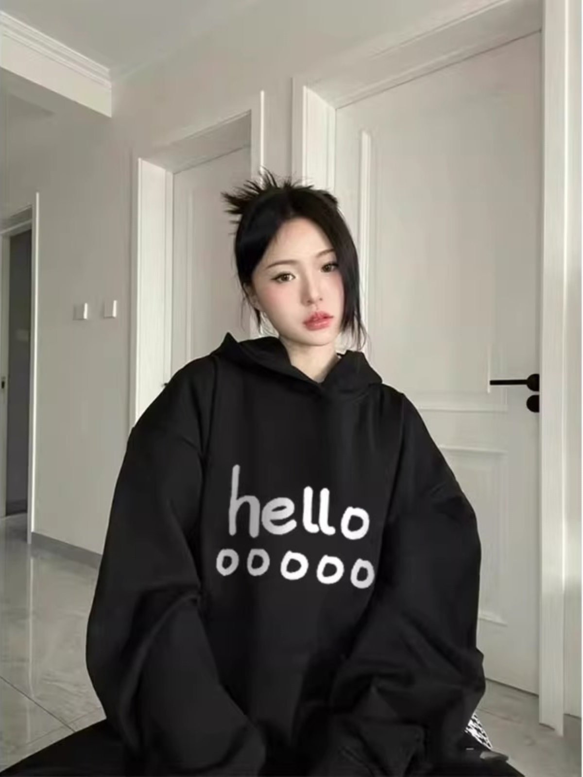 American Retro High Street Letter Hooded Sweatshirt Women's Spring and Autumn New Arrival Loose Special-Interest Fashion Brand Velvet Padded Thickened Coat