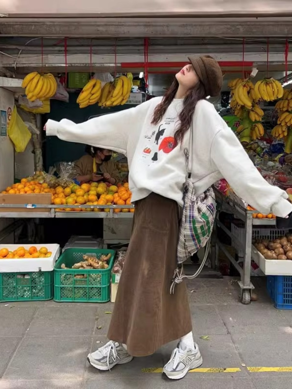American Retro Hooded Velvet Padded Thickened Sweater Female Spring & Fall New Arrival Loose and Idle Small Oversize Outwear