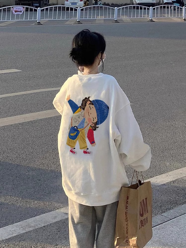 White Thin round Neck Sweater Women's Spring and Autumn 2025 New Arrival Small Idle Style Korean Style Non-Hoodie Pullover Tops