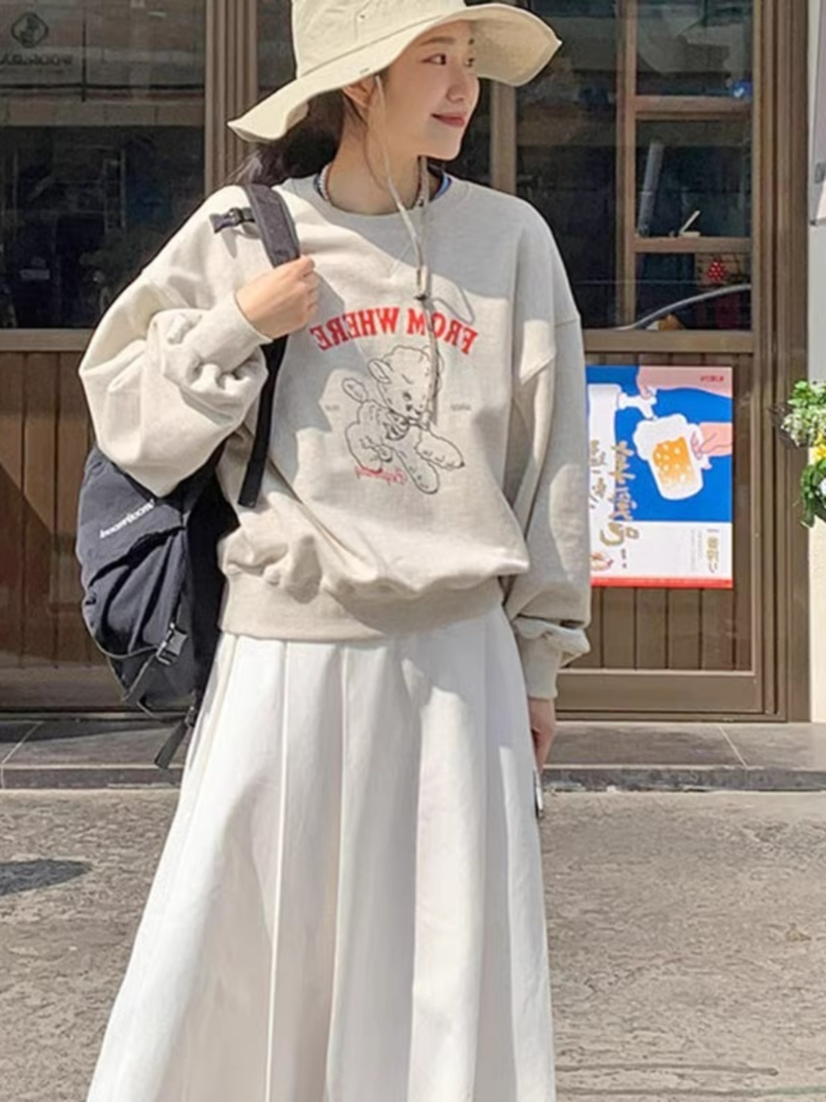 Spring & Fall Loose Simple Comfortable Cartoon Pattern Younger Pullover Outwear Female Korean Style Preppy Style Coat Top Fashion