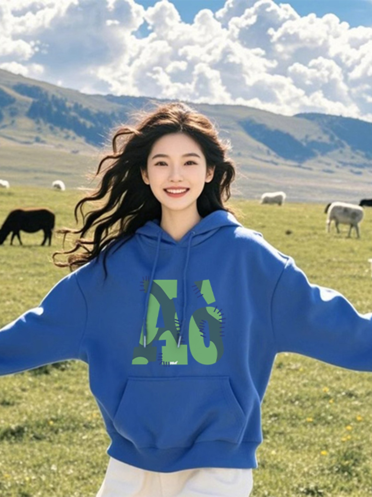 Oversize Hooded Sweatshirt Female Spring & Fall 2025 New Arrival Fleece-lined Thick Loose Niche Design Long Sleeves Tops