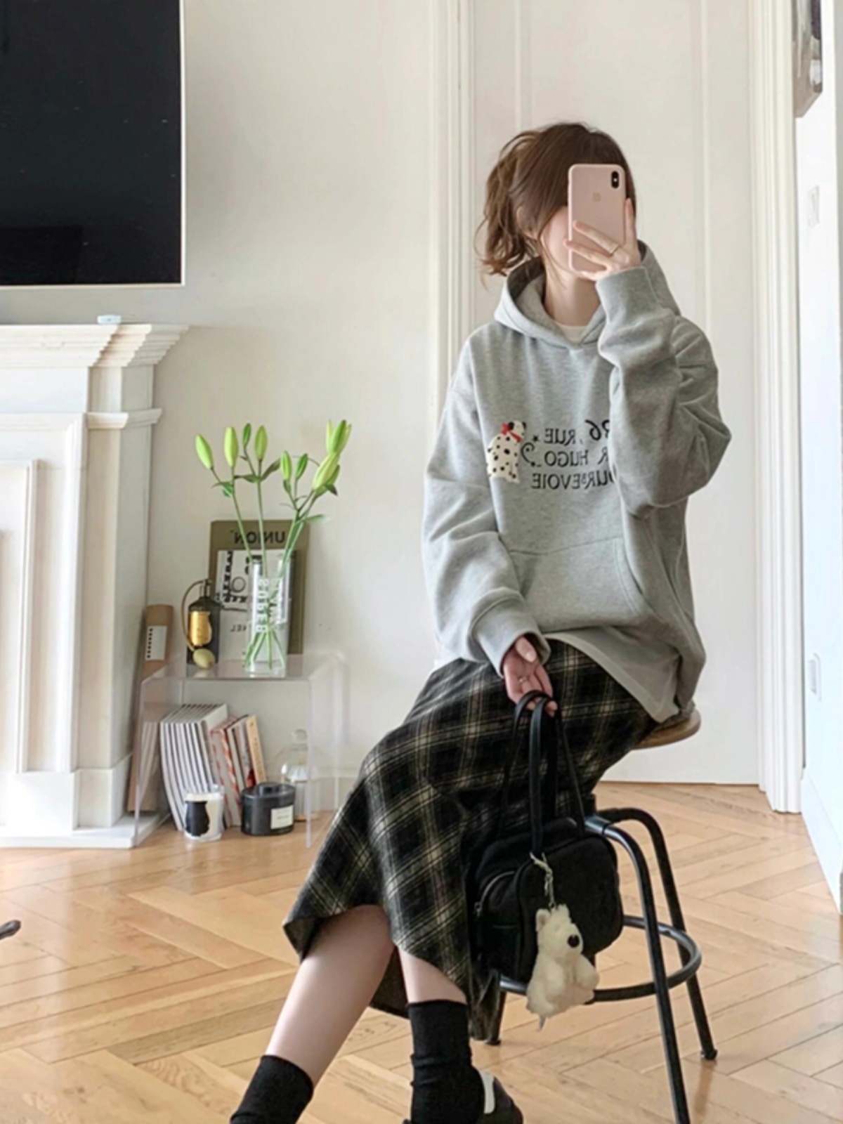 Silver Fox Velvet Brushed Hoody Women's Spring & Fall 2025 New Arrival Thickened Stylish Niche Top Idle Style Hooded Outwear